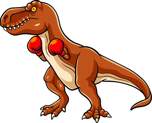 Ilustración Vectorial Dinosaurio Dibujos Animados Jugador Boxeo — Archivo Imágenes Vectoriales