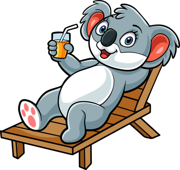 Vector Illustration of Cute cartoon koala holding a drink