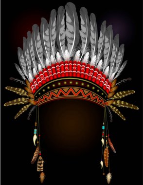 Tüylü Kızılderili şapkası. etnik gelenek kostümü 