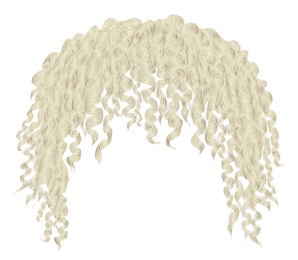 Trendy Curly Disheveled African Blond Hair Realistic Fashion Beauty Style — Stock Vector