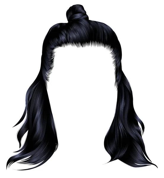 Moda saçlar siyah esmer renkler. Hun 'la Kafe. Güzellik modası. Yarı yarıya.