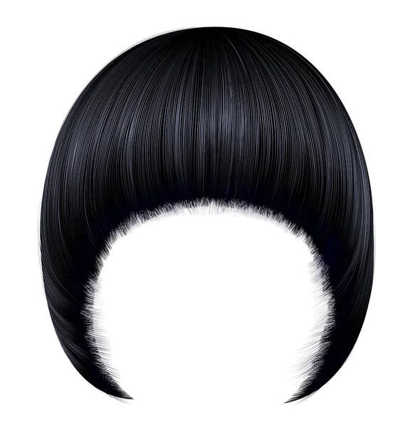 Модні Жіночі Волоски Пагбі Бахромою Чорні Кольори Брюнетки — стоковий вектор