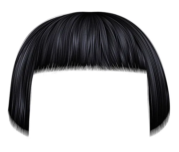 流行の髪のブルネットの黒い色 フリンジ 美容ファッション — ストックベクタ