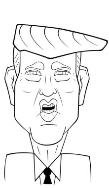 black and white Donald Trump caricature