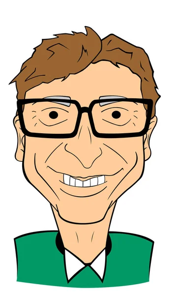 Color Bill Gates Caricature — 스톡 벡터