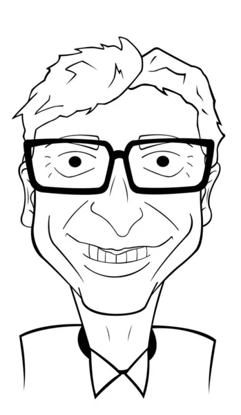 Black White Bill Gates Caricature — 스톡 벡터