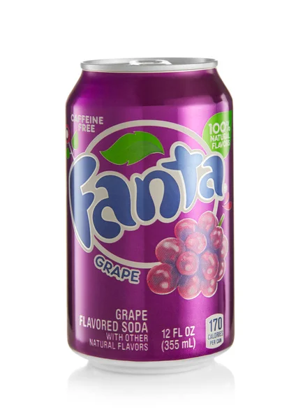 London Storbritannien Oktober 2021 Aluminiumburk Med Fanta Grape Smaksatt Läsk — Stockfoto