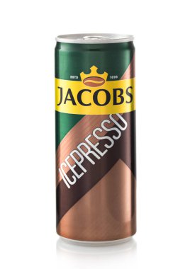 LONDON, İngiltere - 16 HAZİRAN 2022: Jacobs 'un beyaz üzerine soğuk soğuk kahvesi.