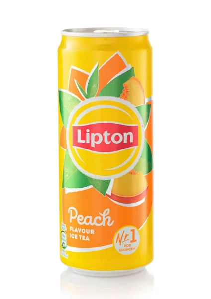 London January 2022 Lipton Ice Tea Aluminium Can Lemon Flavour — Stock Photo, Image