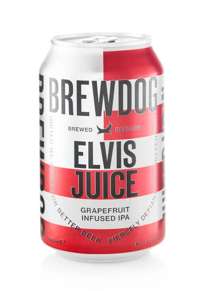 Fevereiro 2022 Artesanato Cerveja Elvis Juice Por Brewdog Branco — Fotografia de Stock