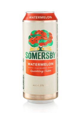 LONDON, İngiltere - 05.2022 MART: Somersby Karpuz köpüklü elma şarabı.