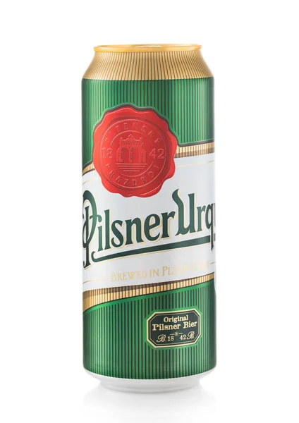 London February 2022 Pilsner Urquell Czech Lager Beer Aluminium Can — 스톡 사진