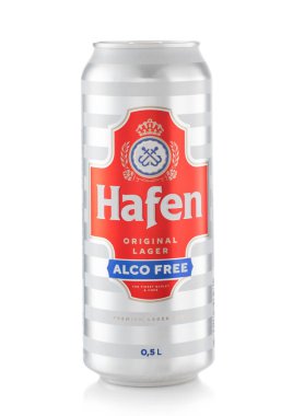 LONDON, İngiltere - 12 Şubat 2022: Hafen orijinal bira alkolsüz beyaz bira.