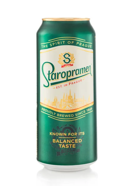 London February 2022 Staropramen Lager Beer White Spirit Prague — 스톡 사진