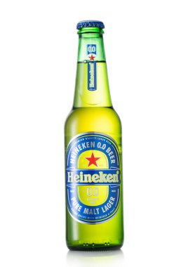 LONDON,UK - JUNE 01, 2022: Heineken Alcohol Free lager beer on white. Product of Holland.
