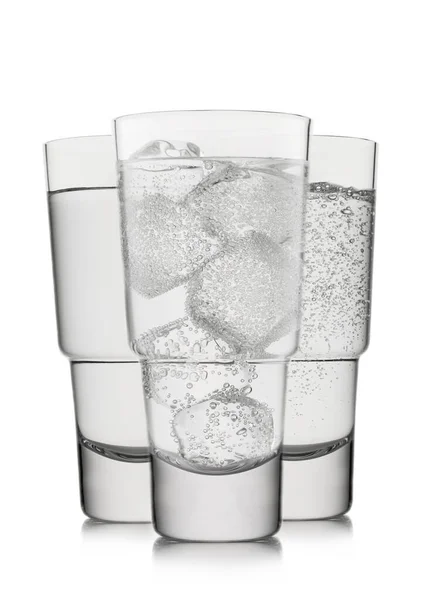 Glasses Still Sparkling Water Ice Bubbles White — 图库照片