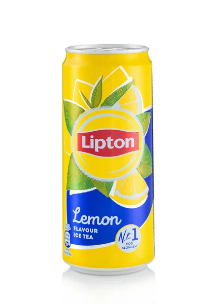 London May 2022 Lipton Iced Tea Lemon Aluminium Can White — Stock fotografie