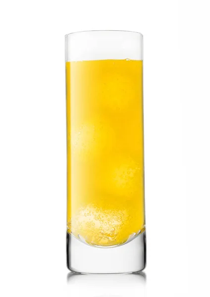 Orange Soda Drink Ice Cubes Highball Glass White — Zdjęcie stockowe