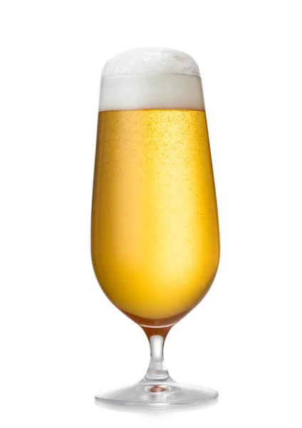 Елегантний Келих Пива Піною Білому Тлі — стокове фото