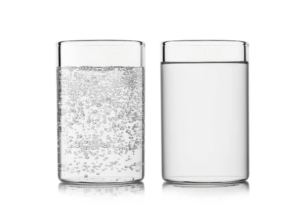 Mineraliska Mousserande Och Stilla Vatten Highball Glas Vitt För Aktiv — Stockfoto