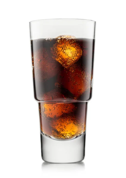 Luxury Glass Cola Soft Drink Ice Cubes Bubbles White — Stock Photo, Image