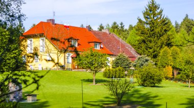 Evin ortasında bir göl kıyısında yer alan orman