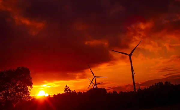 Windturbine під час гарний захід сонця — стокове фото