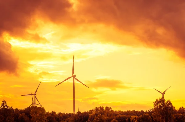 Turbina a vento durante il bel tramonto — Foto Stock