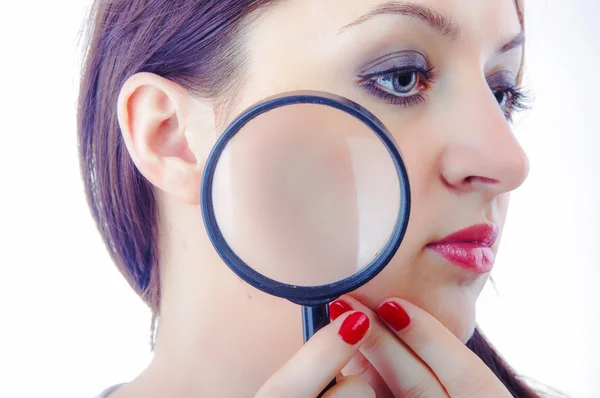 Women with magnifying glass — Stock Photo, Image