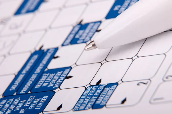 Crossword and pen — Stock Photo, Image