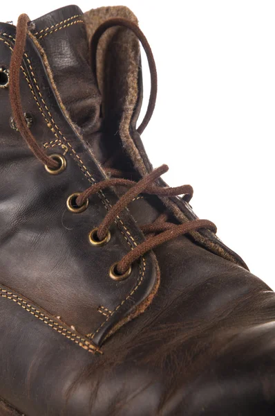 Hnědé kožené boty — Stock fotografie