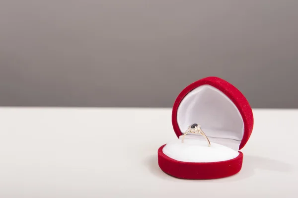 Engagement ring in red box — Stock Photo, Image