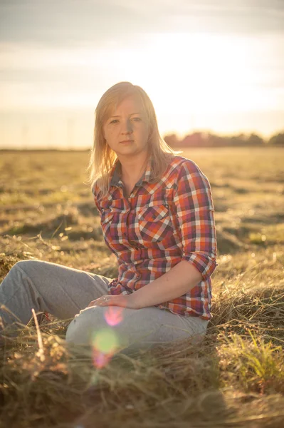 Portrait of freckled blonde outside — Stock Photo, Image