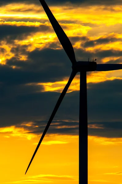 Větrné turbíny při západu slunce — Stock fotografie