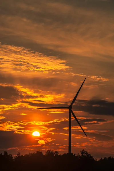 Turbinas eólicas ao pôr do sol — Fotografia de Stock