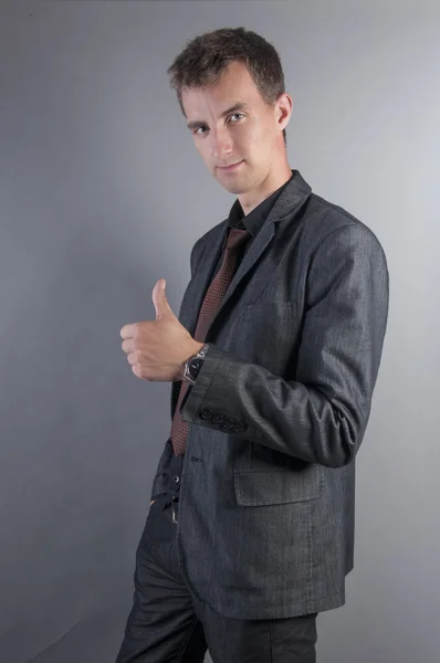 Businessman thumbs up — Stock Photo, Image