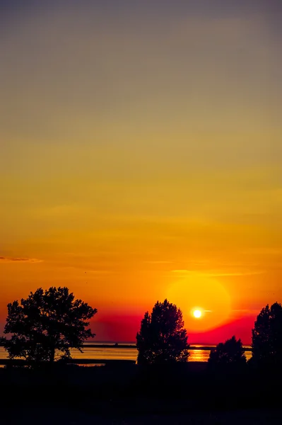 Sunset over the lake — Stock Photo, Image