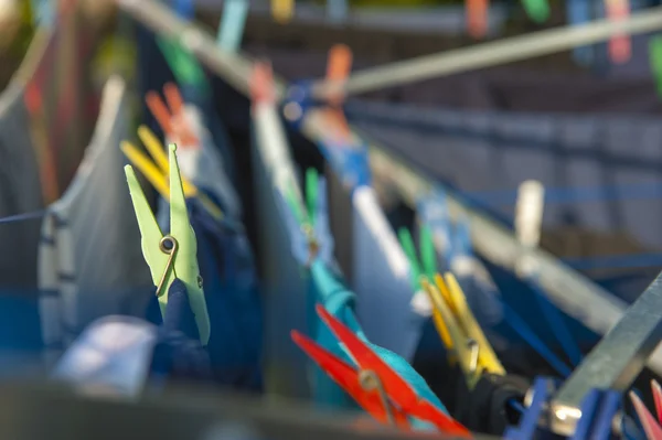 Clothes hanging on the dryer — Stock Photo, Image