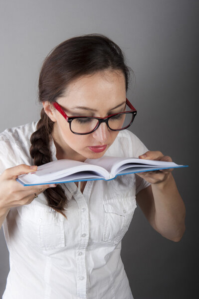 young female student learns