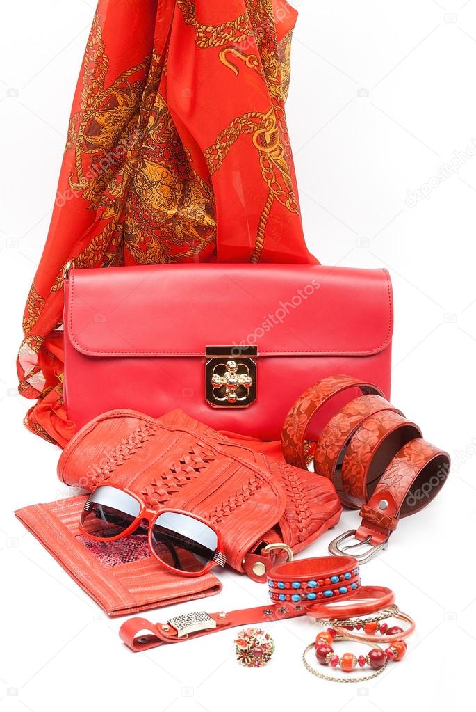 Red fashion accessories