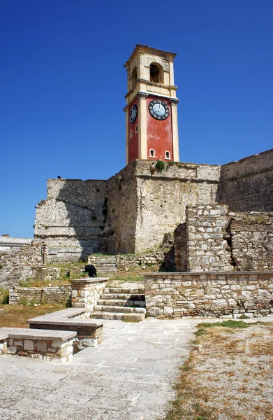 Torre dell'orologio a Palaio Frourio, città di Corfù — Foto Stock