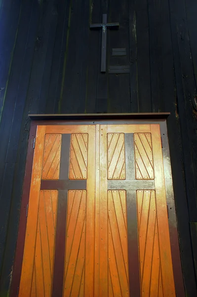 Door to Wooden church — Stockfoto