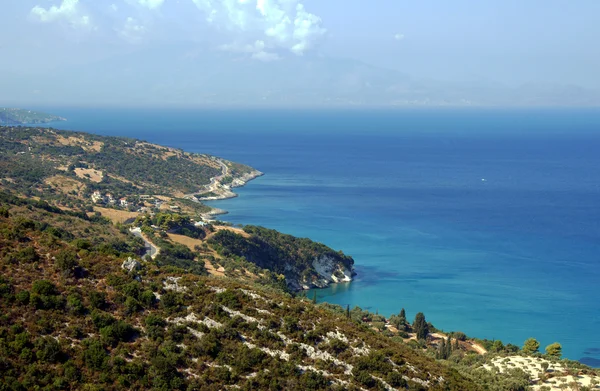 Estrada na costa na ilha de Zakynthos — Fotografia de Stock