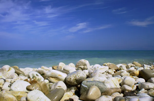 Pebbles on beach in Corfu Island — Stock Photo, Image