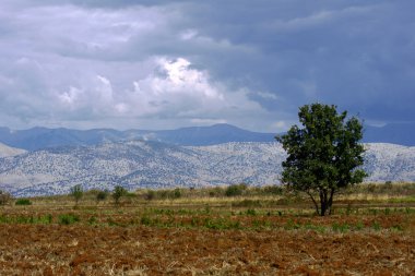 Arnavutluk'ta dağlara Korfu Adası'ndan görüntüleyin.