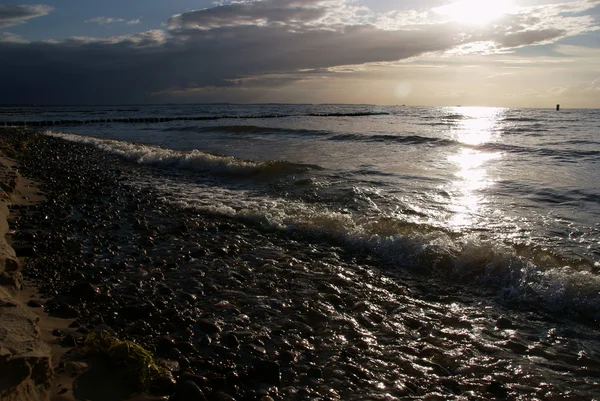 Baltık kıyısında ahşap dalgakıran — Stok fotoğraf