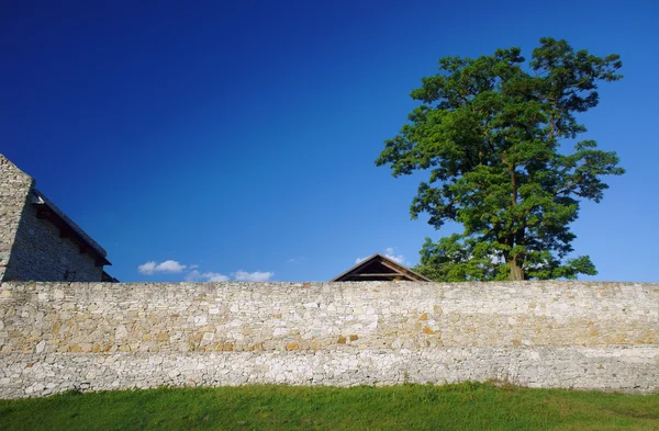 Muro medievale vicino al castello — Foto Stock