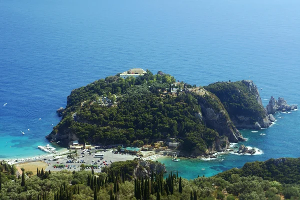 Monastery on coast at Corfu island — Stock Photo, Image