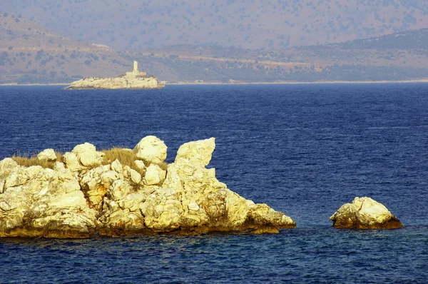 Rock on coast at Corfu island — Stock Photo, Image