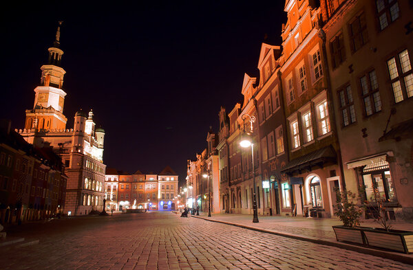 Old Market at night in Poznan